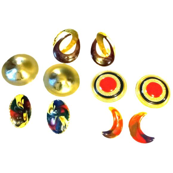 Vintage Lot 5 Sets Business Casual Metal Stud Post Earrings - Picture 1 of 7